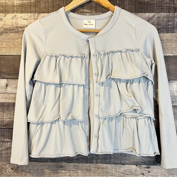 Hanna Andersson Grey Tiered Ruffle Cardigan - Picture 1 of 5